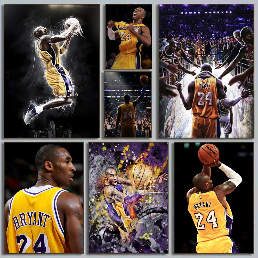 Badminton Zone - K-Kobe Bryant basketbalspelerposter Woondecoratie HD kleverige
