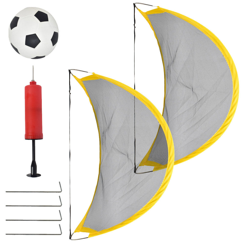 Training Net Mini - 2-delige opklapbare voetbaldoelset 68cm met voetbalpomp,