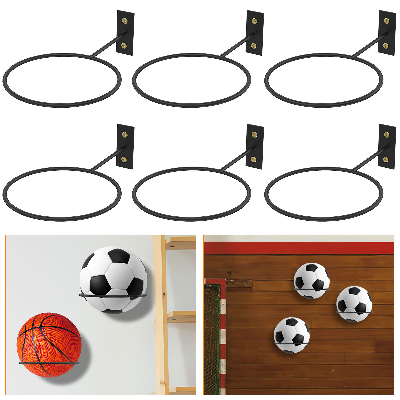 Badminton Zone - 6 stuks voetbal display plank balhouder