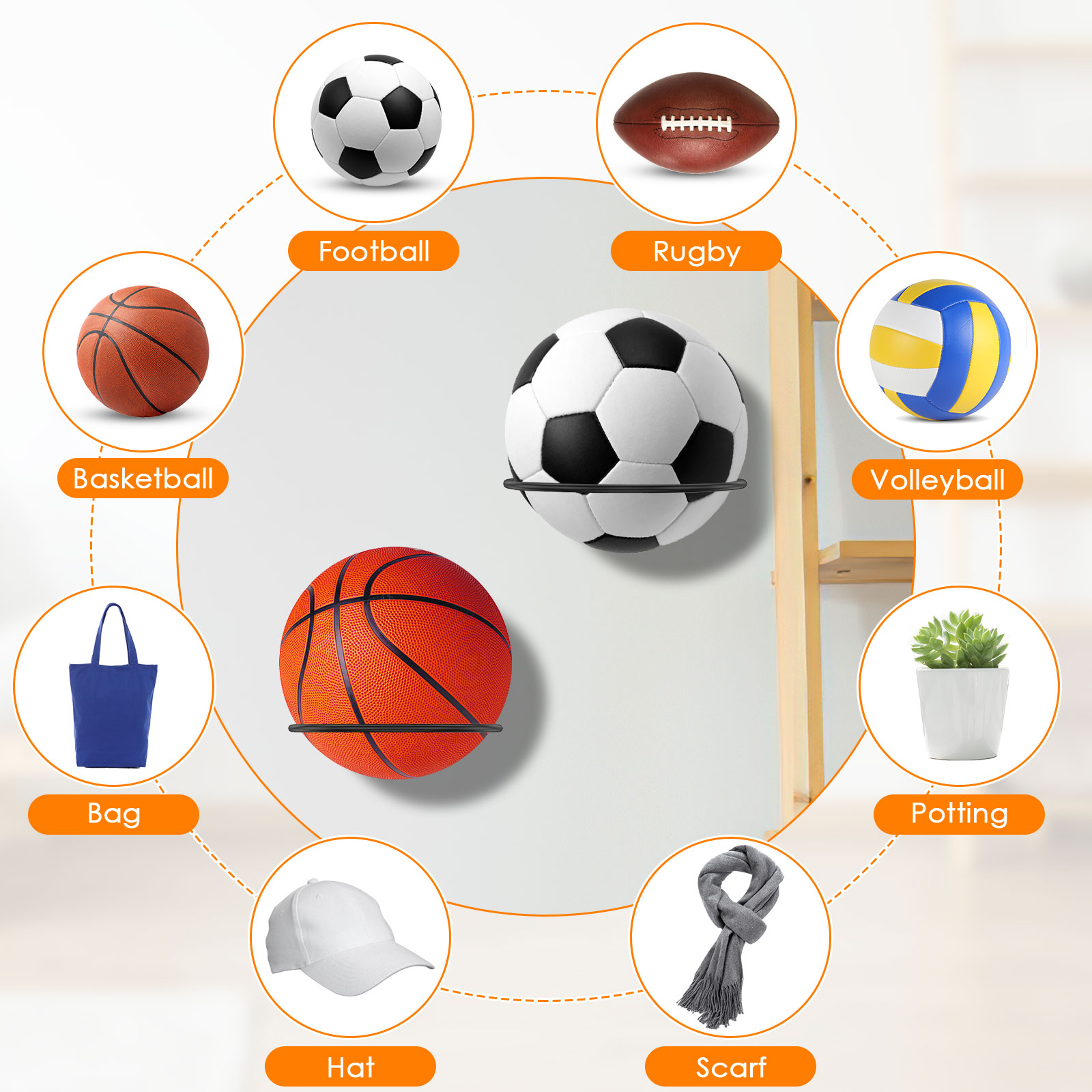 6 stuks voetbal display plank  - Badminton Zone recensie en prijs